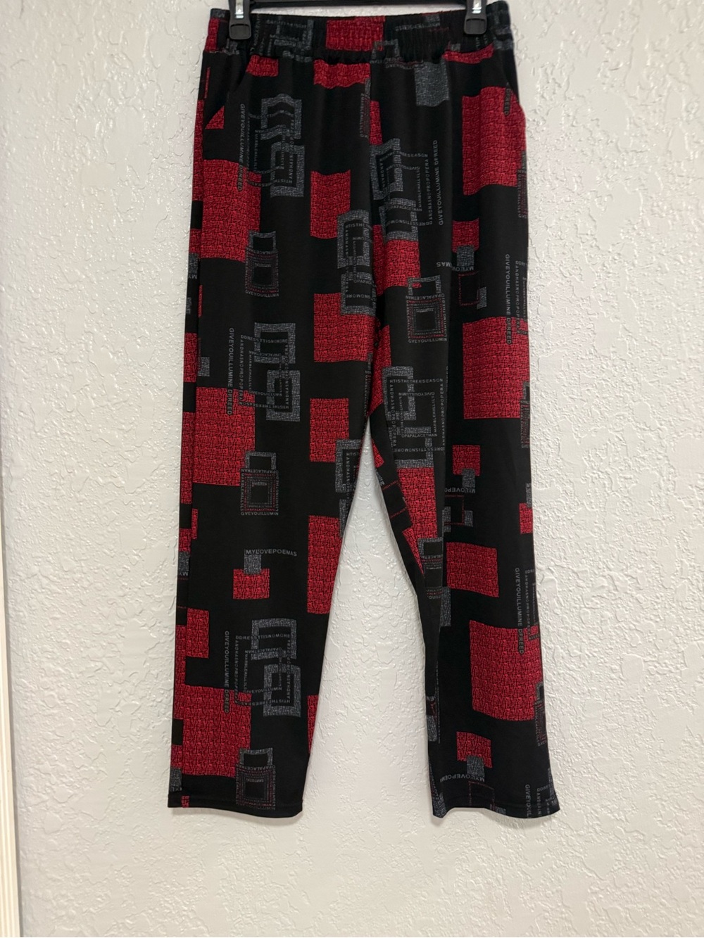 Kids Black & Red Graphic Print Knit Pants